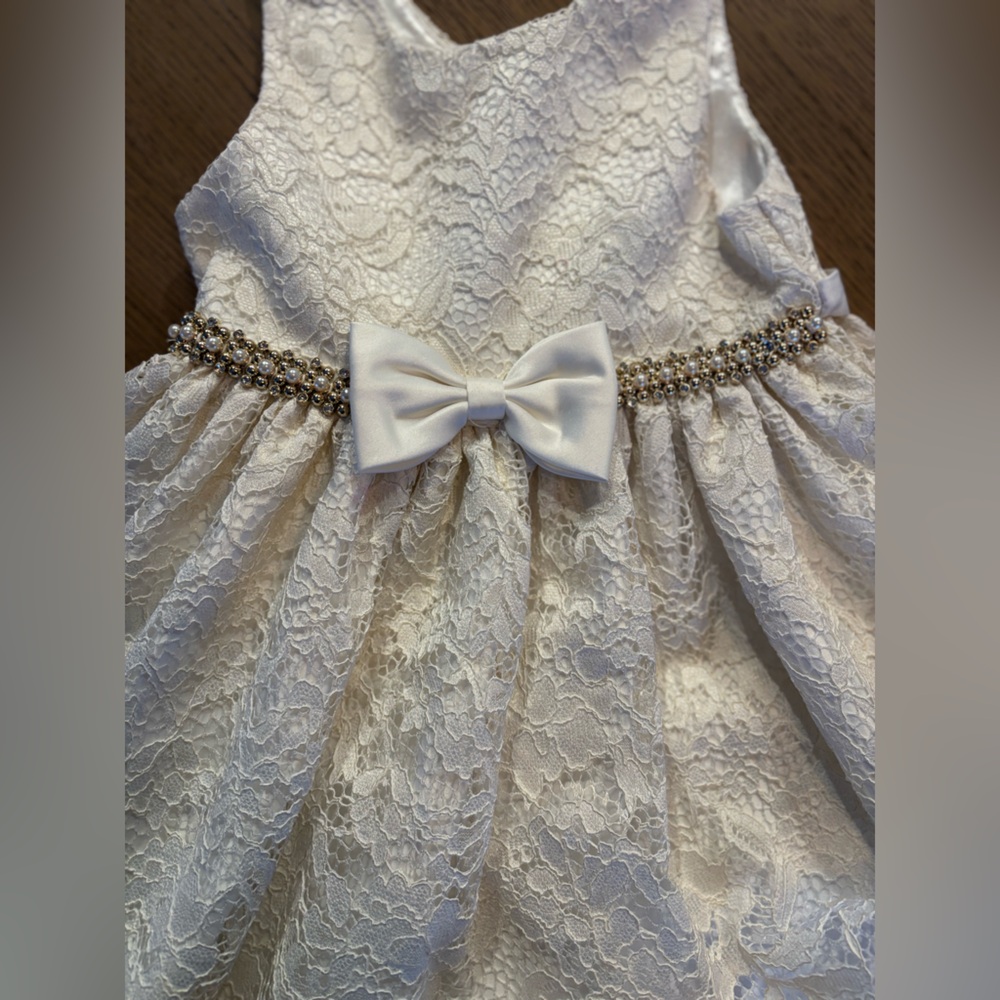 American Princess Ivory Lace Dress with Bow - Picture 7 of 12